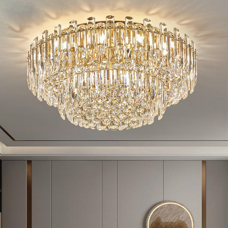 Crystal Ceiling Light - Round Gold Ball Rim
